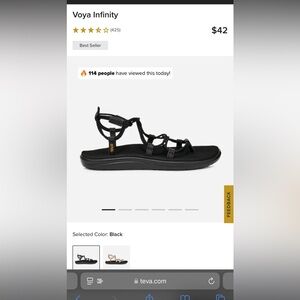 Teva Voya size 7.5 black only worn once